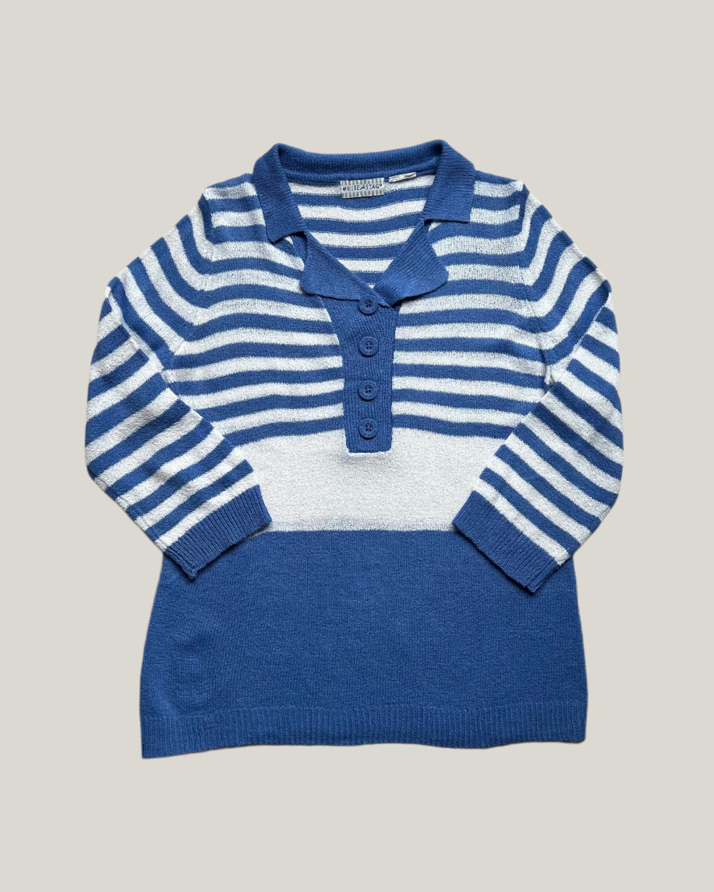 VINTAGE WHITE STAG STRIPED KNIT SWEATER - M