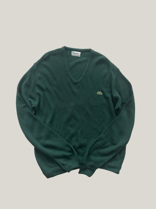 80'S VINTAGE LACOSTE IZOD V-NECK WOOL PULLOVER SWEATER - M/L