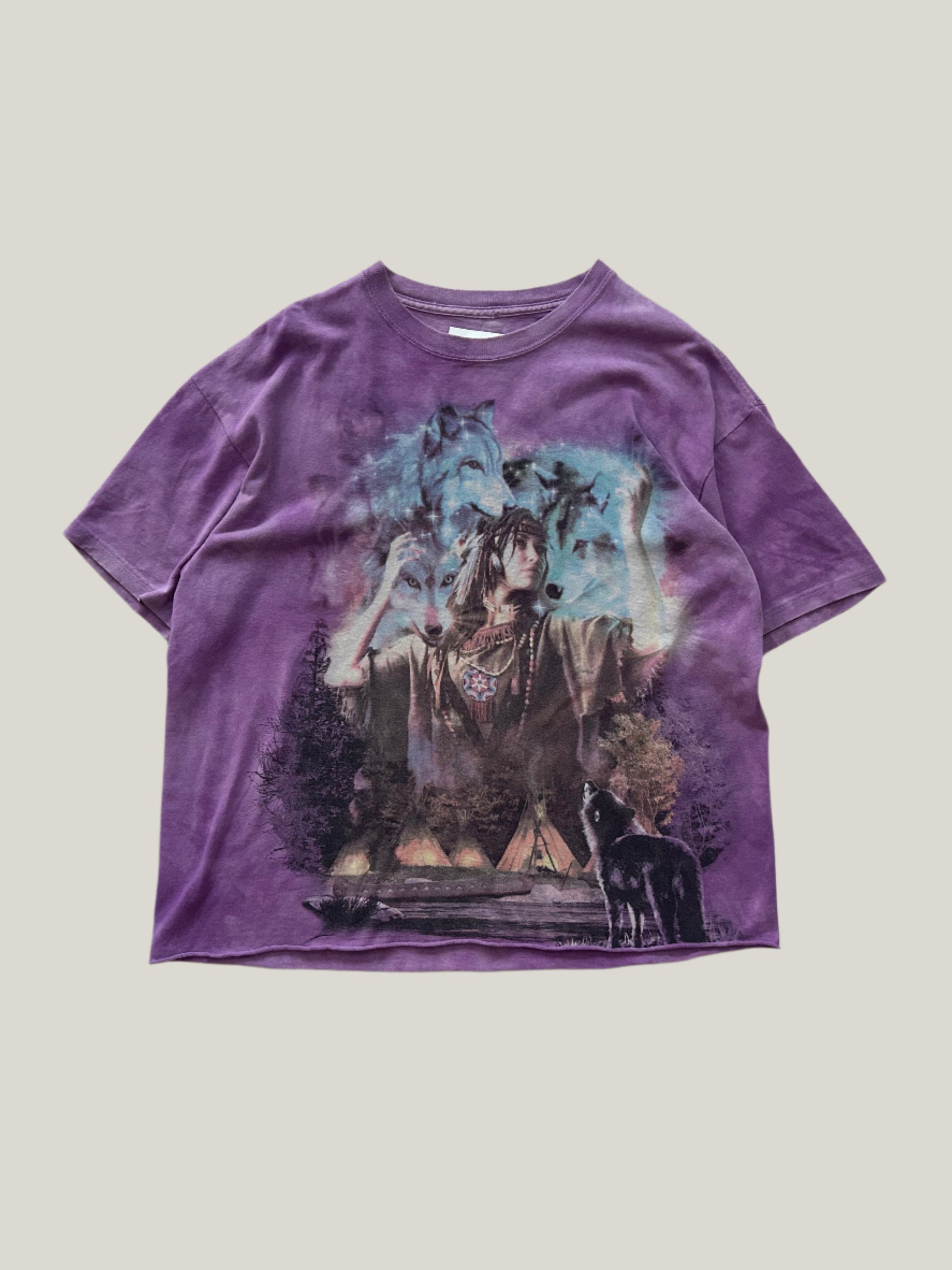 Purple t-shirt with graphic design 